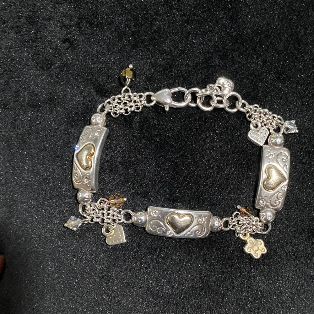 Brighton Silver and Gold Plating Heart Charm Bracelet